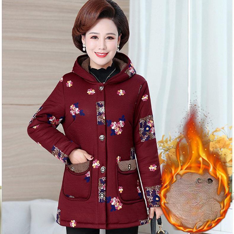 Women's Coat Down Cotton Jacket Autumn Winter Print Parkas Thick Plush Cotton Jacket Hooded Female Casual Warm Outerwears