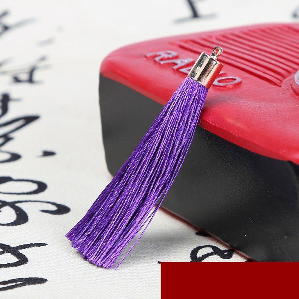 

10pcs/lot Fashion Metal Cap Chinese Knot Pendant Small Tassel Handmade Pendant Tassel 6cm Polyester Bookmark Ice Silk Tassel фиолетовый