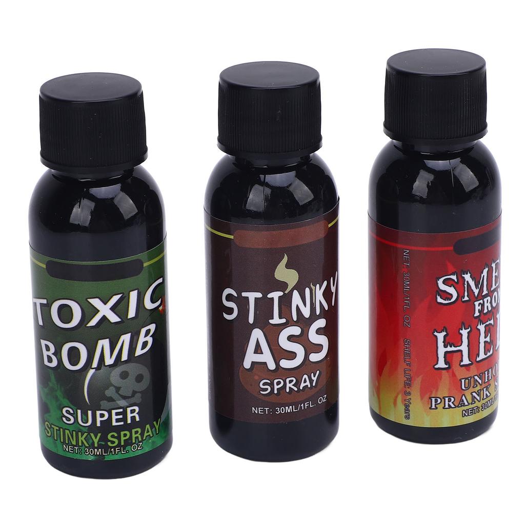 3 adet 30ml Osuruk Spreyi Şaka Kompakt Taşınabilir Koku Spreyi Komik Koku Eğlence Bombası Partiler ve Etkinlikler için