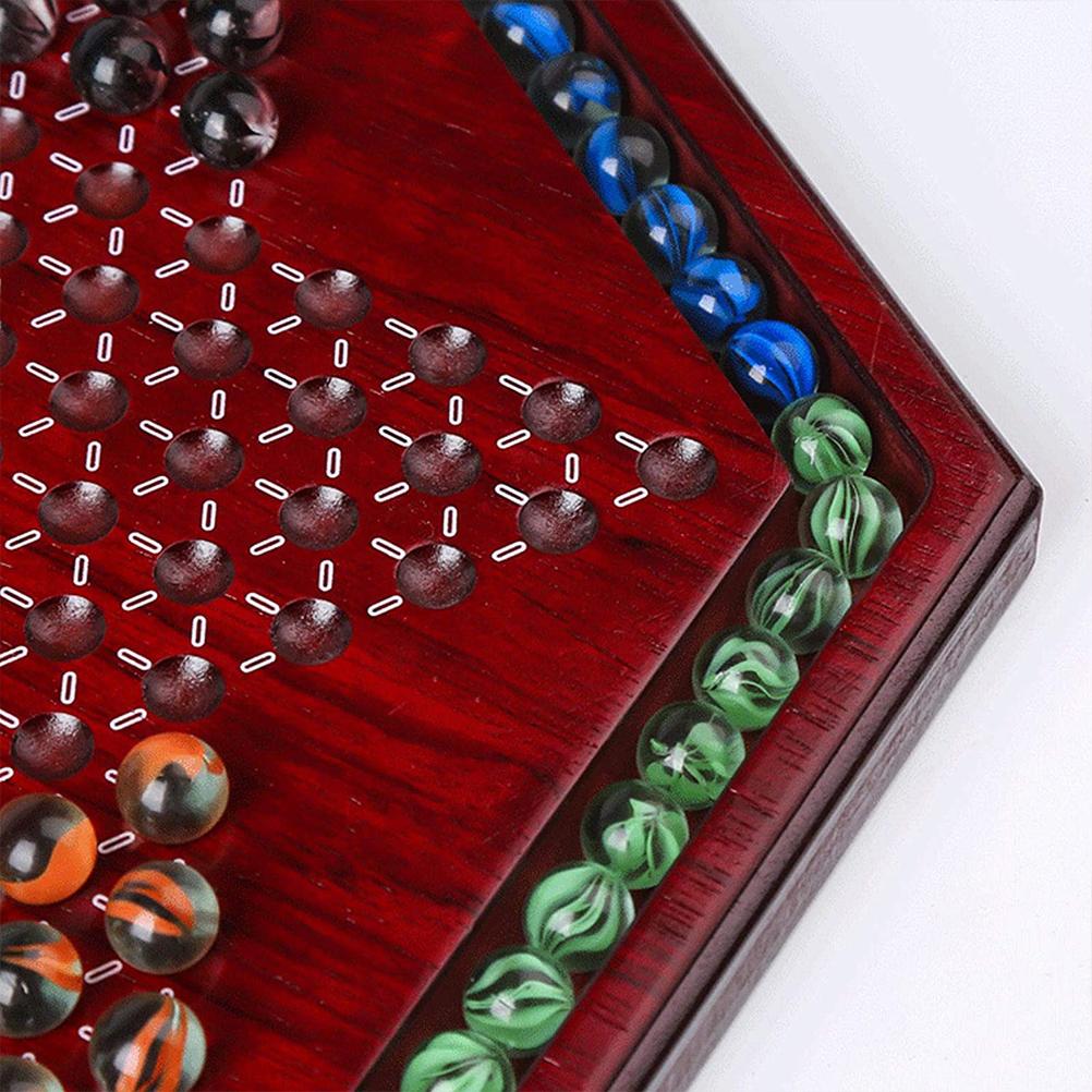 Tragbares Chinesisches Dame Brettspiel mit Murmeln Holzbrettspiel Sechseck Chinesische Dame Familie
