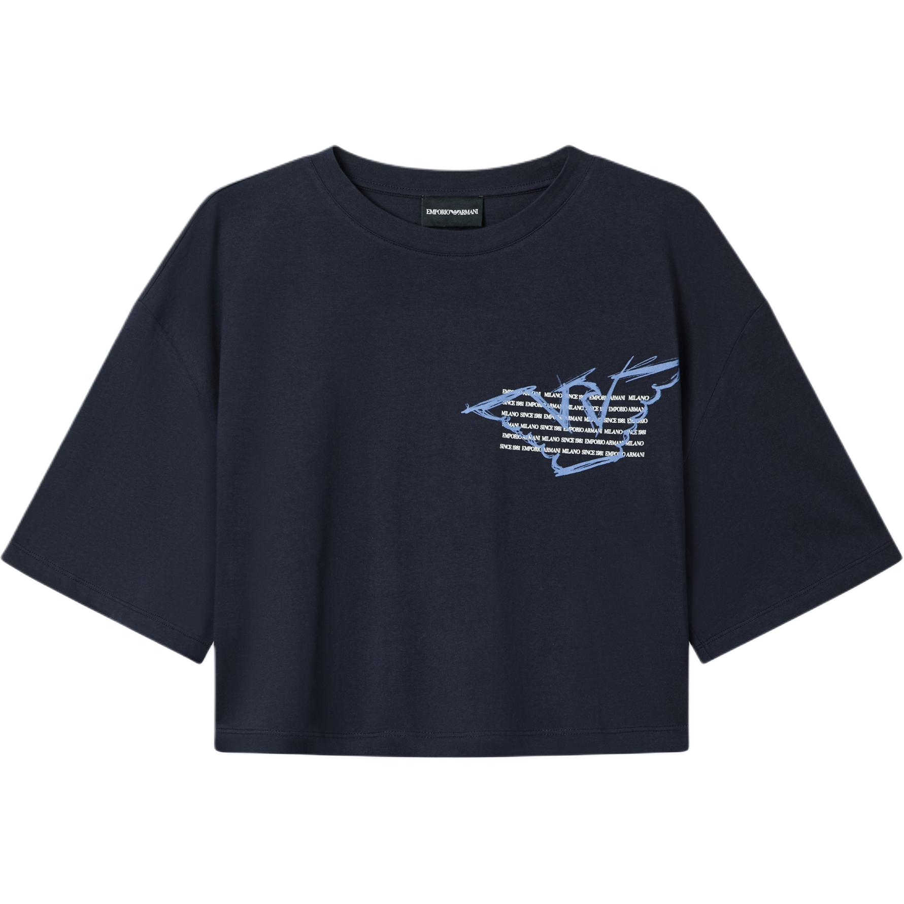 Emporio Armani SS26 Solid Color Organic Cotton Knit Drop Shoulder T-Shirt Women tops EW004388-AF12597-UB115 XS
