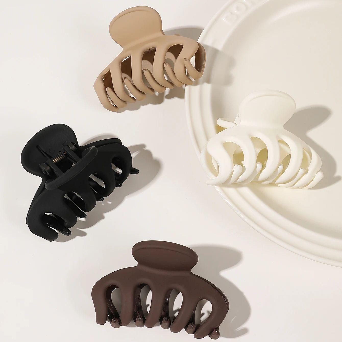 

4 шт. заколки-краб для волос в форме осьминога среднего натурального цвета с прочным захватом, нескользящие, для женщин и девочек с тонкими густыми вьющимися волосами. Size fits all