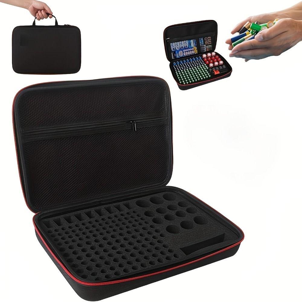 Portable Waterproof Battery Organizer Shockproof Universal Storage Box Large Capacity Carrying Case Travel