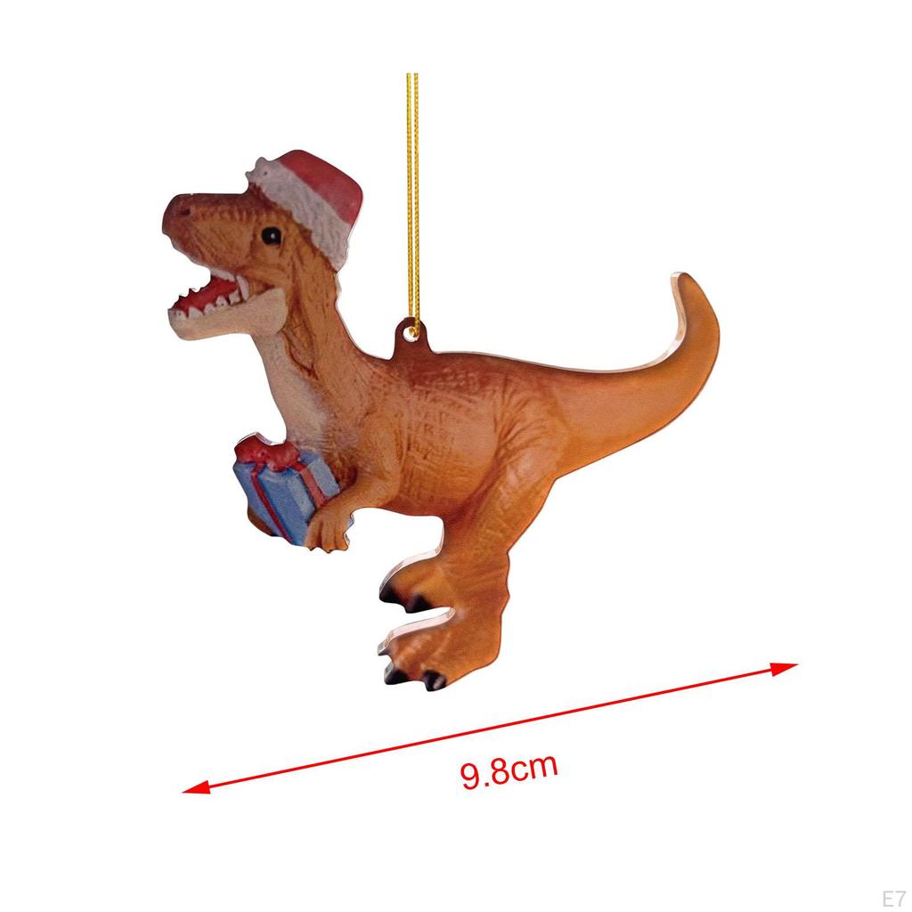 Christmas Dinosaur Pendant Acrylic Dragon Ornaments Hanging Funny for Year Door Window