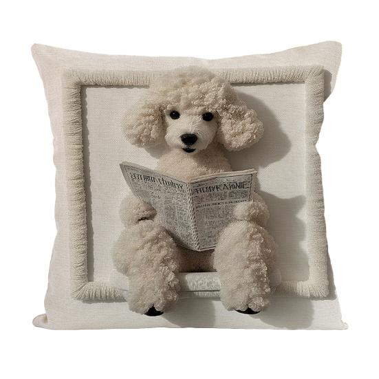 2D Animal Cushion Cover Imitation Embroidery Alpaca Pattern Pillow Case Dog Highland Cow Throw