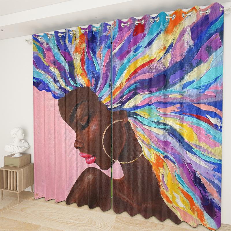 Afroamerykańska Kobieta Tkanina Zasłonowa Sypialnia Salon Balkon Zasłona Zaciemniająca Biuro Hotel Zasłona Izolacyjna