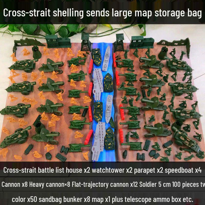 80s Nostalgic Toy Soldiers Sandbox Set: WWII Model Tank Battle for Kids