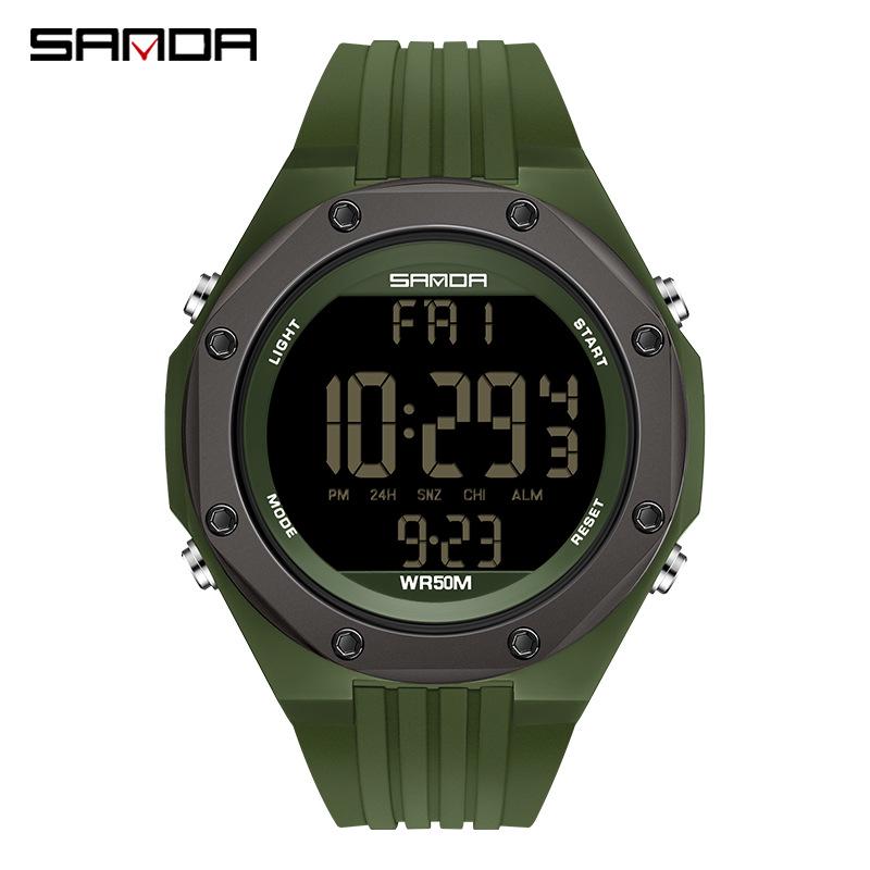 Sanda Men's Waterproof Digital Sports Watch with Backlight and Multifunctional Features