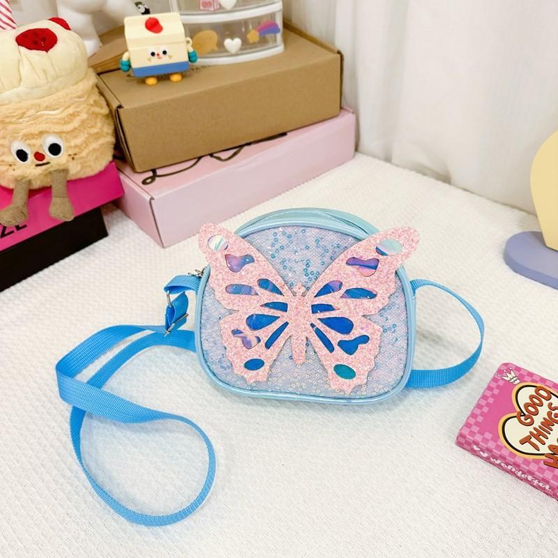 Adorable Korean Style Cartoon Butterfly Sequin Shoulder Bag For Kids Perfect For Daily Use