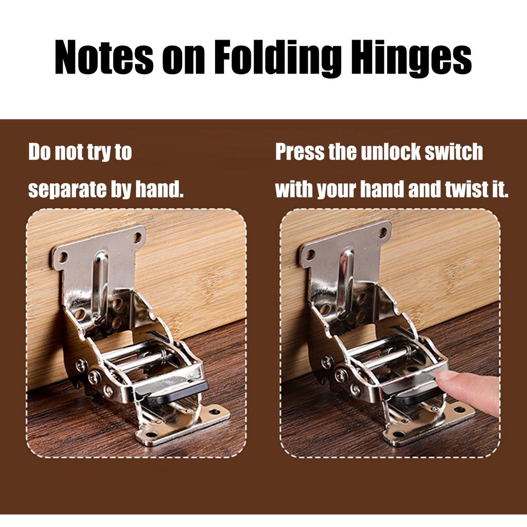 2pcs Locking Folding Hinges Concealed for Cabinets and Door Sturdy Iron Portable Furniture Hardware Easy Installion
