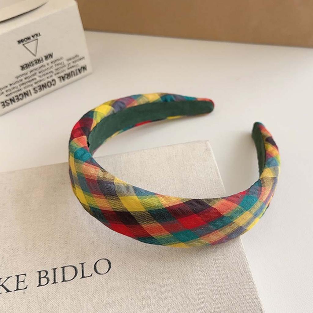 PROLY New Fashion Headband For Women Colorful Woven Checkered Wide Hair Band Soft Knitted Hairband Spring Hair Accessories