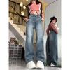Women's Plush High-Waisted Wide-Leg Jeans, Warm for Autumn/Winter 2023