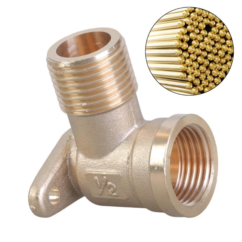 2Pieces Brass Wall Plate and Socket DN15 Distributor 90 Degree Thread Fitting Parts Accessory for Plumbing Systems
