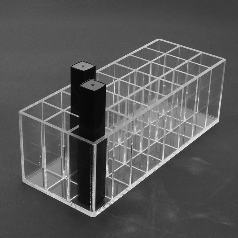 24 Slot Acrylic Lipstick Organizer - 8.3X3.5 Clear Compact Lip Gloss Perfume Sample Mascara Holder - Lipstick Storage Box Makeup Display Lip Gloss