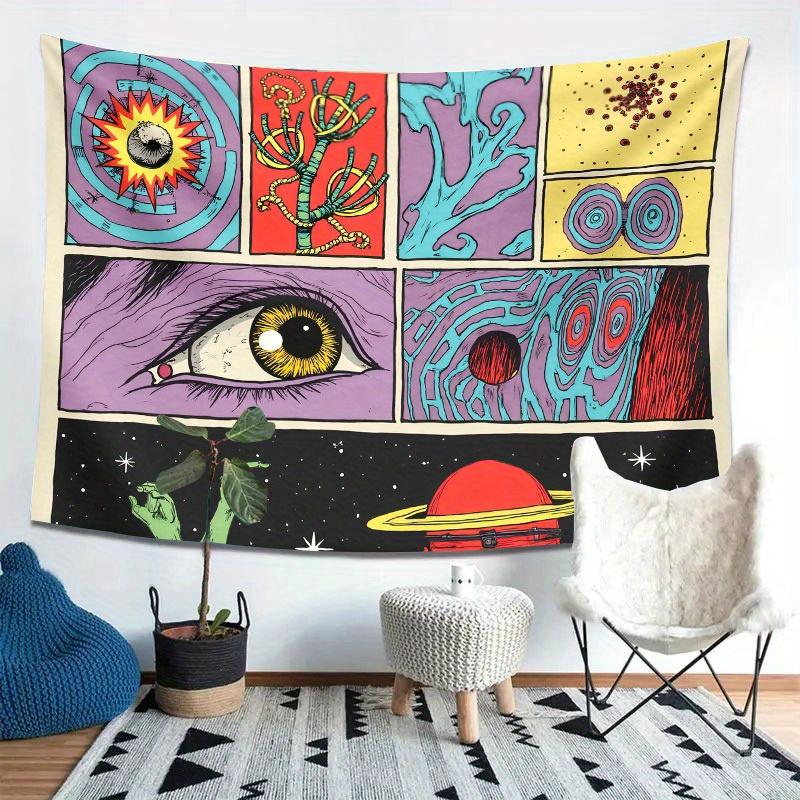Bohemian Retro Space Tapestry Wall Hanging Cosmic Galaxy Planets Eye Artwork Psychedelic Boho Decor Science Fiction Astronomy Ab