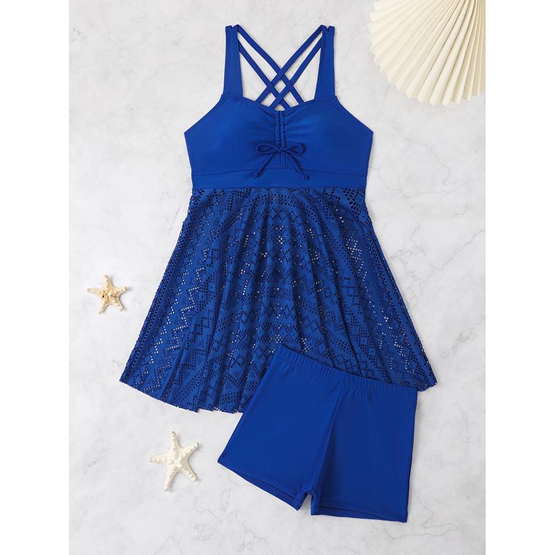 2025 2 Pieces Tankini & Beach Skirt Swimsuit Women Solid Sexy Swimwear Female Bathers Bathing Swimming Suit Summer Beachwear