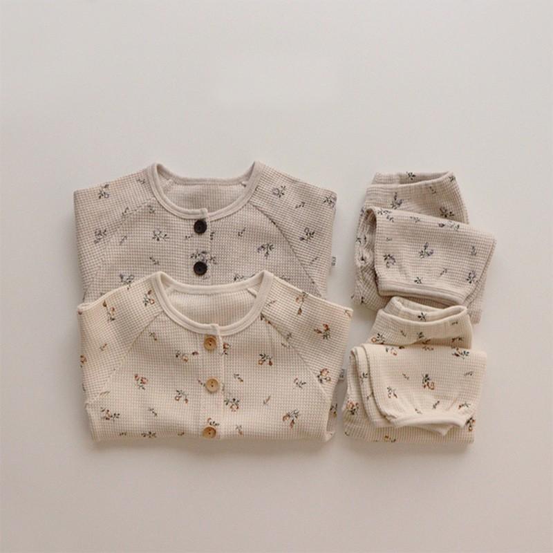 Baby Cotton Pajama Set Long Sleeve A-Class Sleepwear Toddlers Boys Girls Lightweight Home Outfit