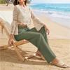 Women's Summer Casual Loose-Fit Flowy Linen Beach Pants With Pockets And Wide Legs