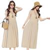 Elegant Plus Size Floral Cotton-Silk Sleeveless Summer Dress