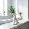 3D Printed Geometric Dog Sculpture Modern Minimalist Desk Decor Matte Black & White