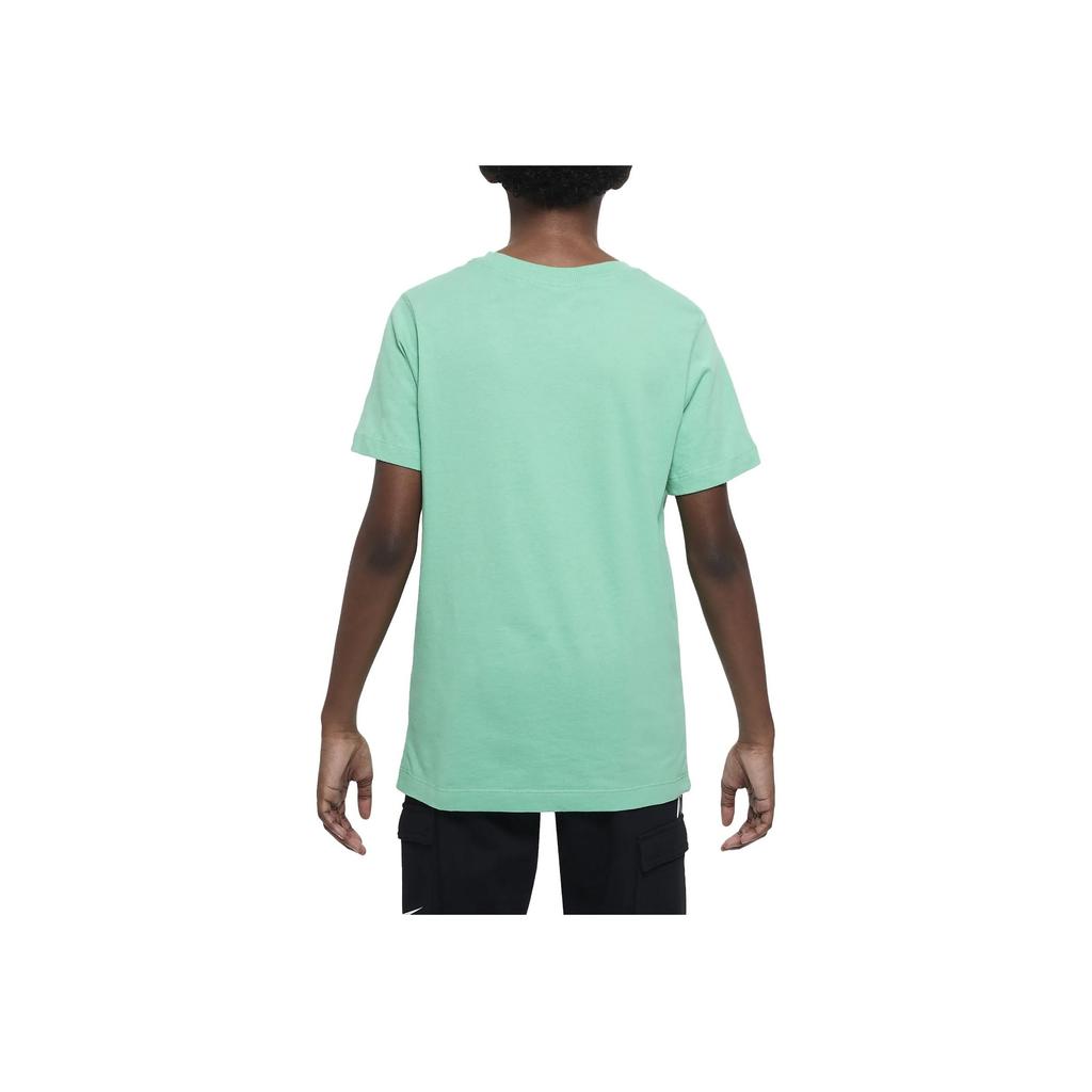 Nike Sportswear Letter Logo Print Round Neck Short Sleeve Kids Tops Green FD0829-363