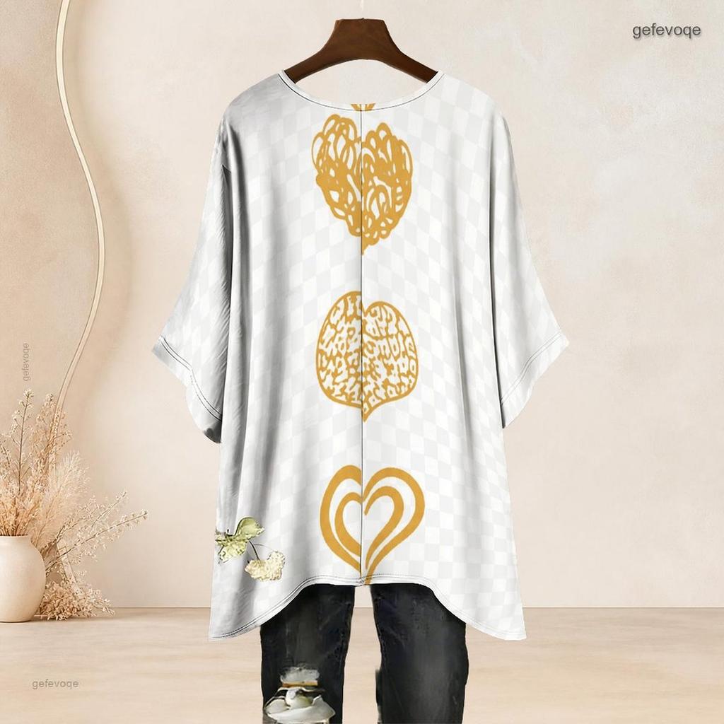 Plus Size Women Round Neck Batwing Sleeve Top Bald Eagle Patriotic Print Loose Irregular Casual Blouse