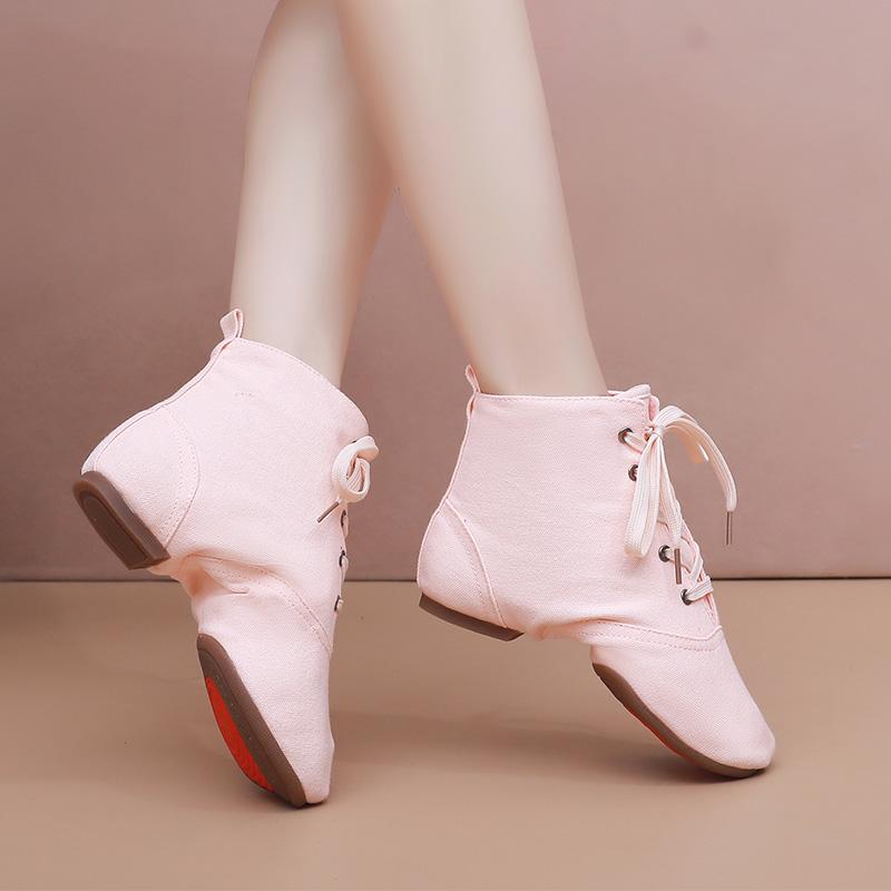 Damskie Buty do Tańca Treningowe Trampki Taneczne Jazzowe Wysokie dla Dorosłych Dzieci Baletki Płócienne Buty Jazzowe Miękka Podeszwa Danc