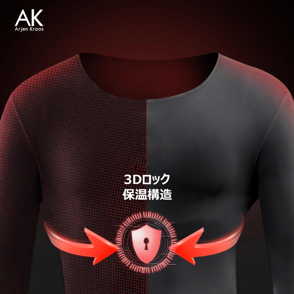 Arjen Kroos Warm Long Crew Top and Bottom CK3708 Dark Gray 1 XXL Men's Innerwear, Moisture-Wicking, Heat-Retaining, Comfortable, Open-Front, Stretchy,
