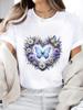 (Asian Size) watercolor flower trend Casual Women's Top T T-shirts Fashion O-neck Female Clothing Print Short Sleeve Graphic Tee
