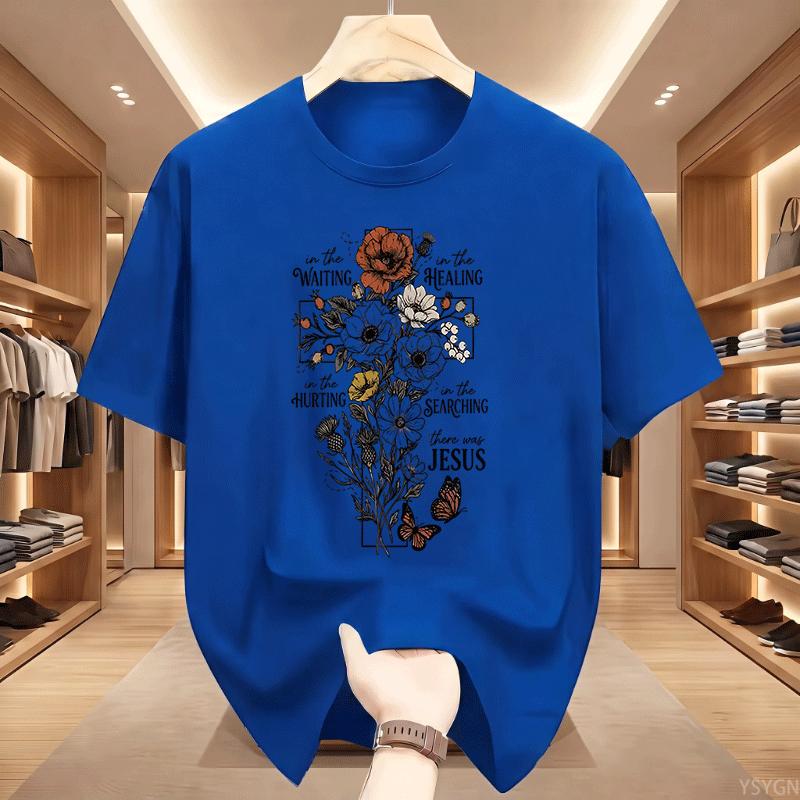 There Was Jesus T Shirt Floral Cross Tshirt Christian Faith Based Gift For Unisex Unisex Religious Printed Short Sleeve Tshirts Top