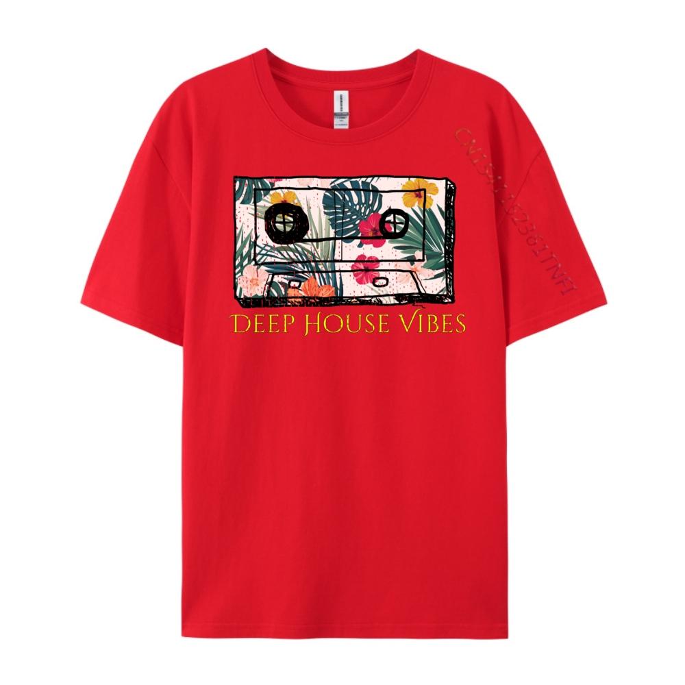 Deep House House Music Cassette Tape T Shirts For Men Original Mens TShirts Graphic Cotton Short Sleeve
