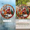 Holiday Hanging Art for Windows Christmas Acrylic Window Decor, 2D Holographic Stained Glass Double Sided Festive Ornament with Metal Chain,