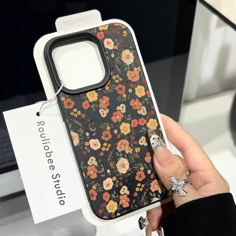

Chinese Style Small Floral for Apple 17promax Mobile Phone Case for IPhone16pro New Lychee Pattern 13 Fun For Apple XS