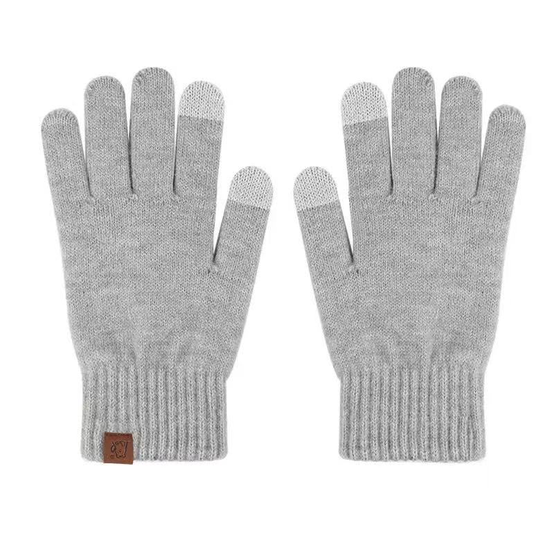 Black Knitted Gloves Winter Thermal Warm Fingerless Fashion Men Women Riding Cozy Writing Driving Work Gloves Elastic Mittens