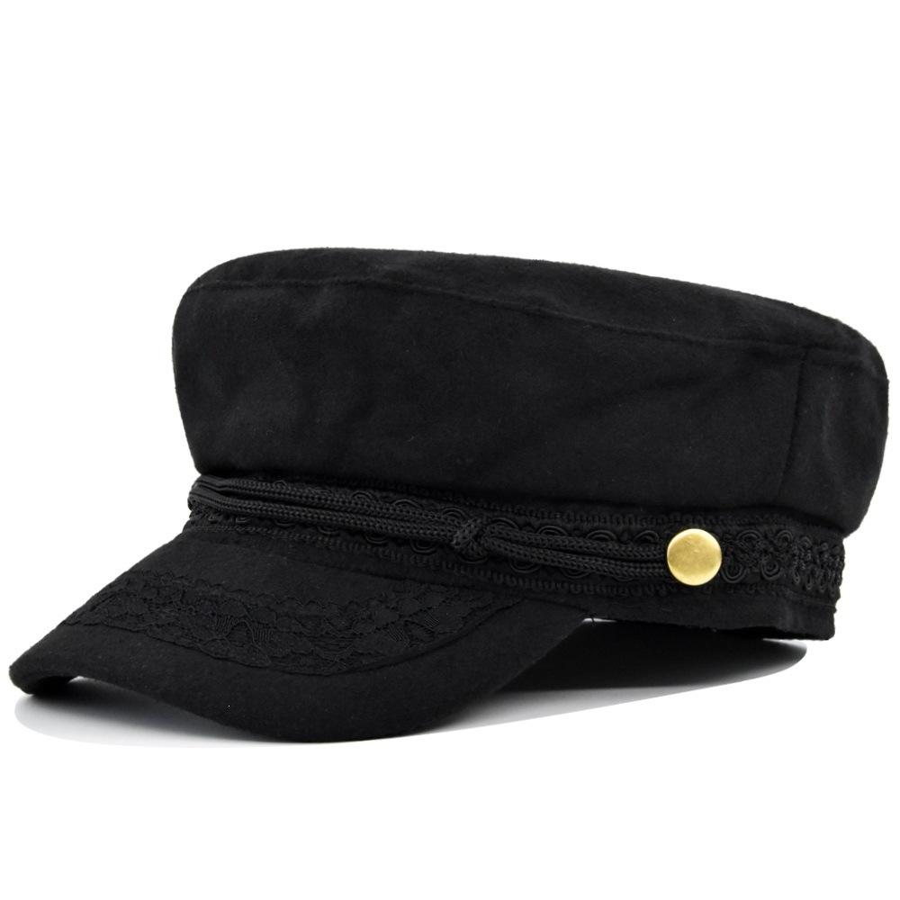 Trendiges britisches Marineblau-Barett, modisches Barett, stilvolle Schiebermütze, achteckige Kappe, warme flache Wollkappe, Baumwollkappe