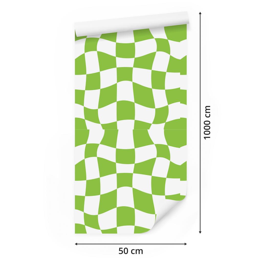 Wallpaper Casual Checkerboard Lime for Living Room and Bedroom 50x1000