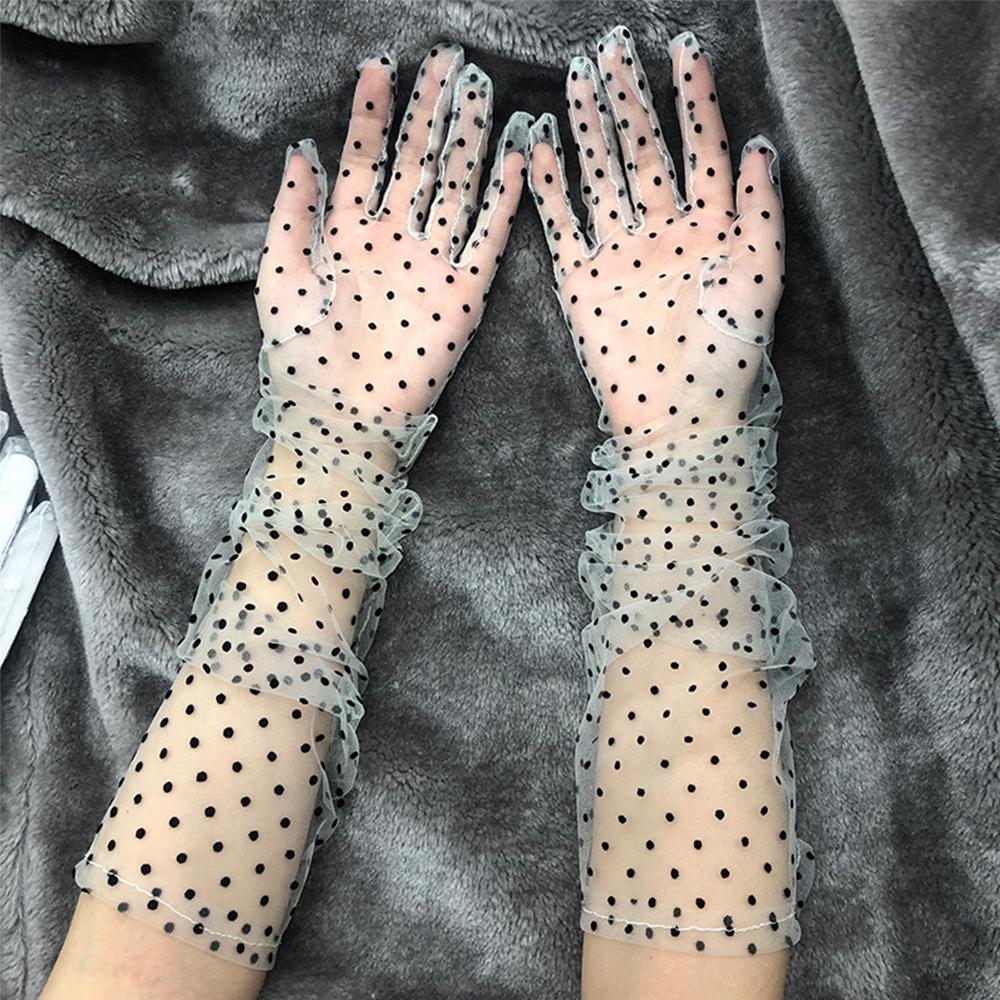 Falbala Full Finger Flexible Accessories Sunscreen Tulle Gloves Spots Lace Mittens Spots Gloves