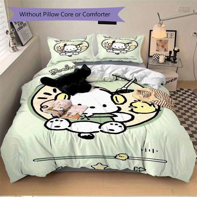 3pcs POCHACCO Listening to Music Bedding Set - 1 Soft Quilt Cover + 2 Pillowcases, Machine Washable - Suitable for All Seasons, Perfect Gift
