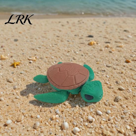 Animal Stress Relief Toy 3D Printed Turtle Ornament, Tiny Figurine with Movable Joints, Cute Mini Fidget for Kids Adults Desk Accessory Interactive