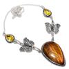 Tiger Eye, Citrine Gemstone Handmade 925 Sterling Silver Jewelry Necklace 18"