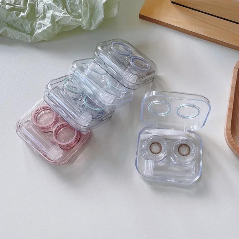Tragbares Transparentes Pinzetten-Saugnapf-Stäbchen-Behälter-Set Tragbare Kontaktlinsenbox für Damen Reise-Kontaktlinsen-Etui Geschenk