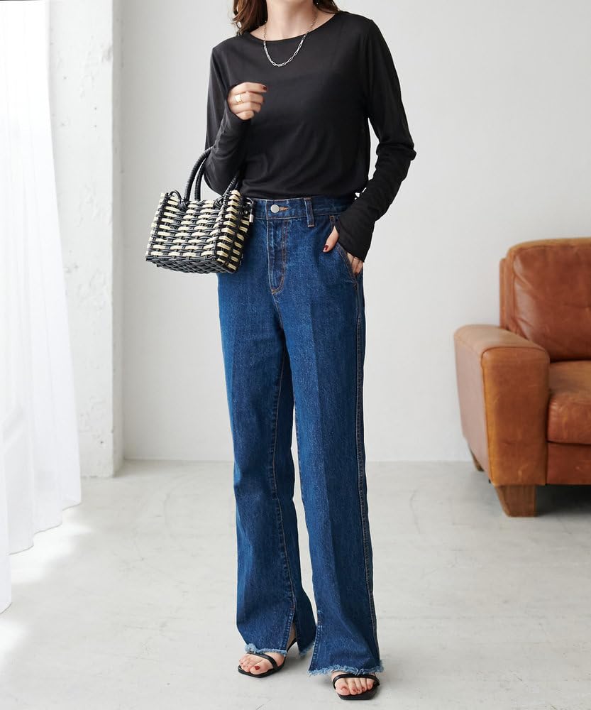 Sheer Lame Print Long Sleeve DCZ1031106A0015 Free Size Black [Discoat] [WEB Exclusive] T-Shirt