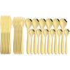 Gold 24 Pieces Cutlery Set 304 Stainless Steel Drop Shaped Teaspoons Dinnerware Kitchen Knife Fork Spoons Tea Spoon Tableware
