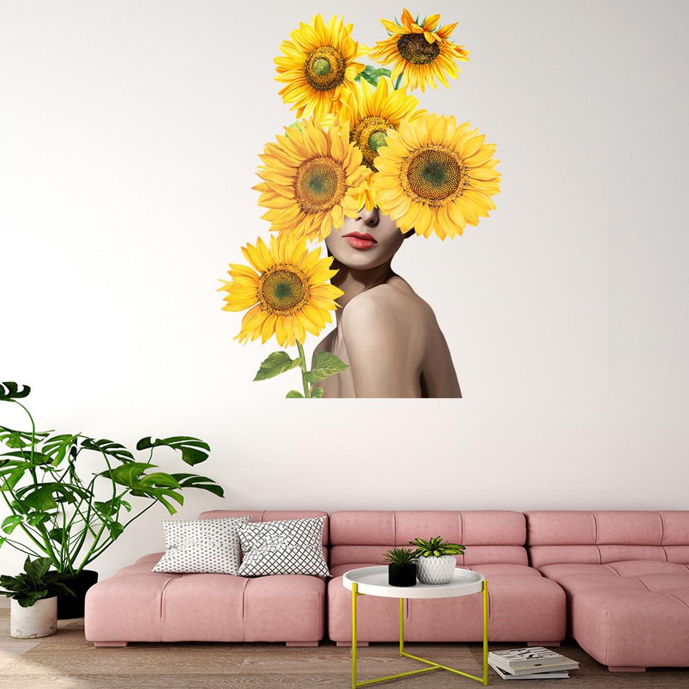 

Модели подсолнухов, наклейки на стены для девочек, наклейки для гостиной, детской комнаты, спальни, фоновые наклейки на стены, украшения дома, фрески