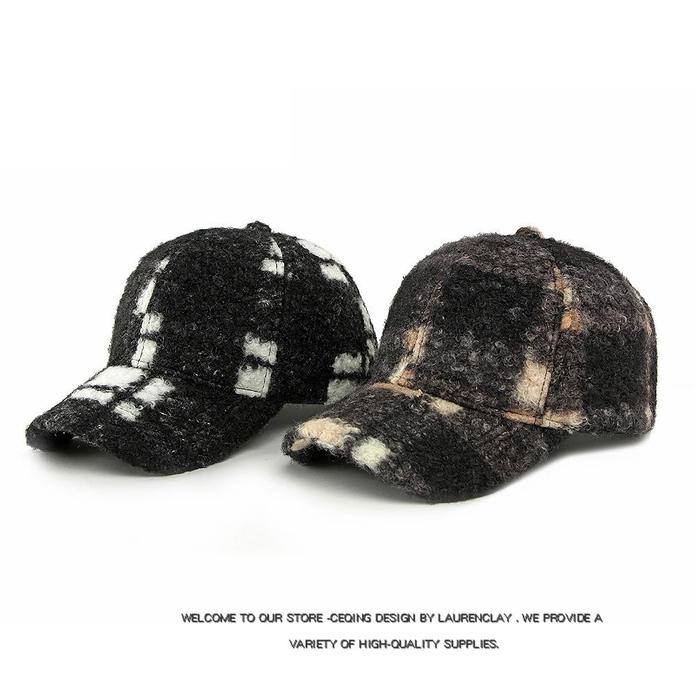 Autumn Winter Hat Men Women Baseball Cap Hard Top Lamb Wool Cap Sunscreen Hat