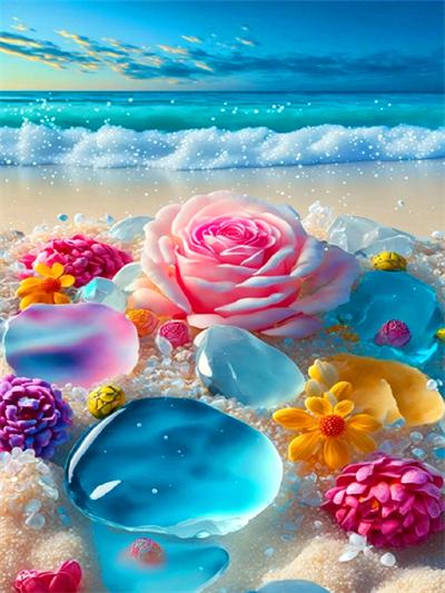 Diamond Painting Embroidery Kit Heart Stone Seaside Home Decor Mosaic Cross Stitch Love Beach Scenery Crystal Picture
