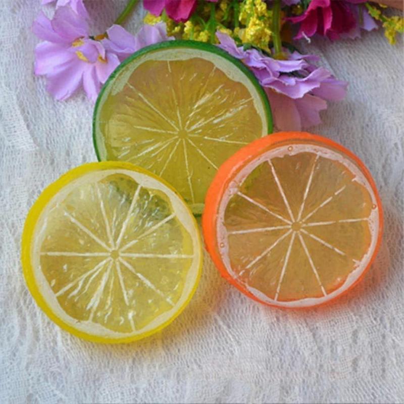 60pcs Realistic Fake Artificial Orange Lemon Slice Simulation Fruit Model Home Party Decoration Kids Cognitive Toy