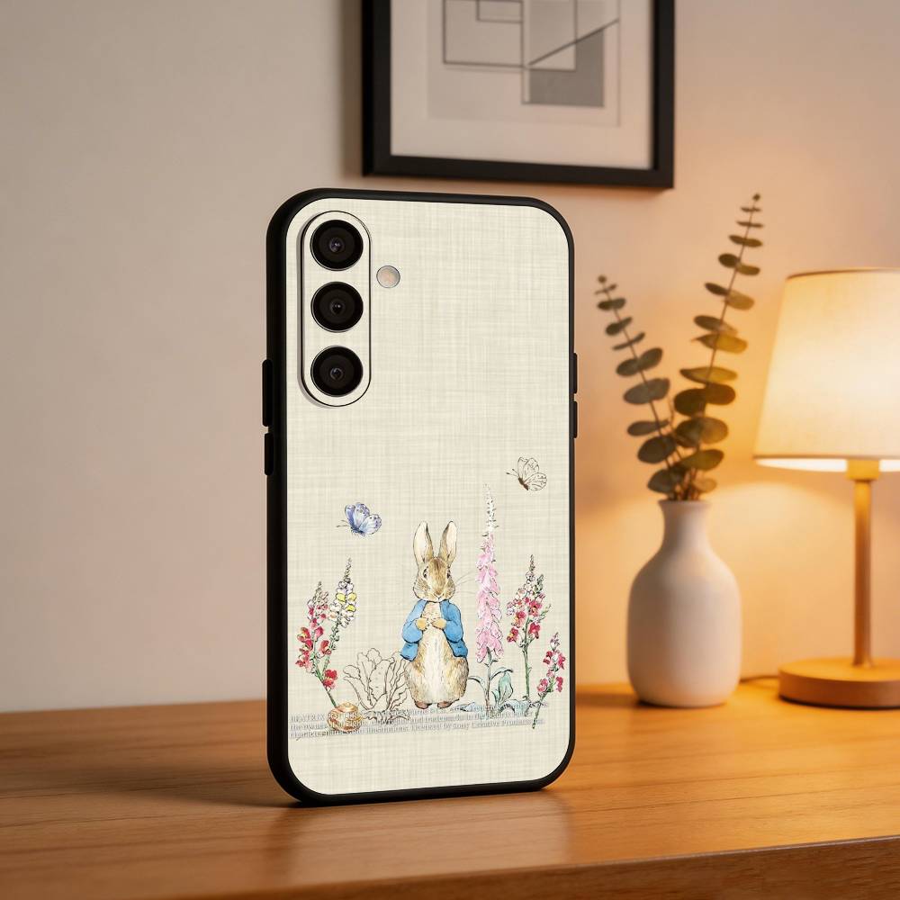 Cute P-Peter Rabbit Phone Case For Samsung A73,72,71,A52,51,40,41,A22,A32,31,A13, Soft Black Shell