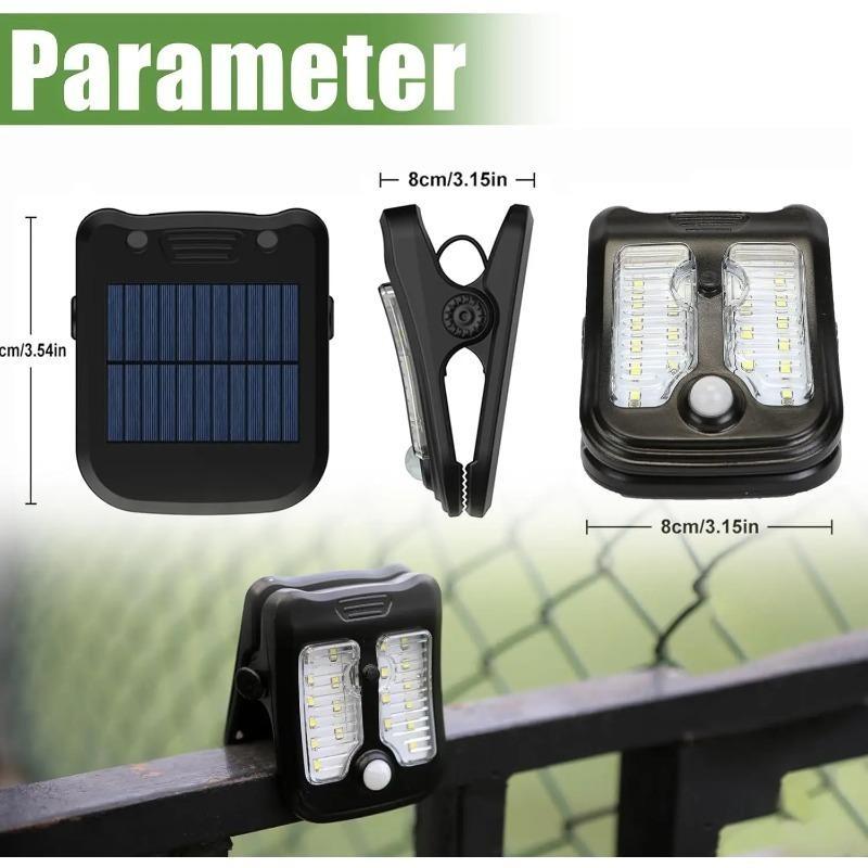 Solar Clip LED Light Motion Sensor Outdoor Wall Lamp Waterproof for Garden Patio Pathway Solar Charging Portable Lighting for Camping & Emergency Use