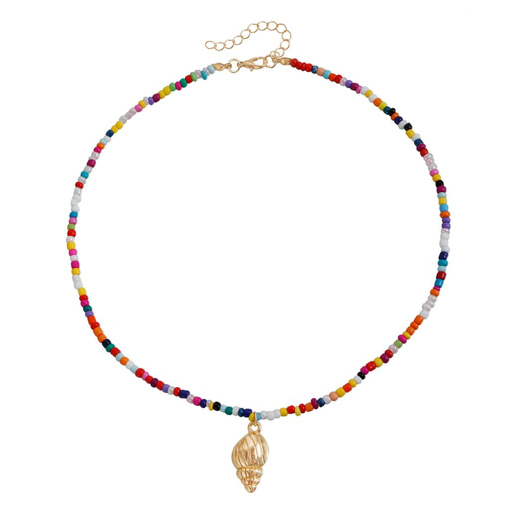 Bohemian Vintage Summer Beach Element Necklace Colorful Rice Bead Necklace